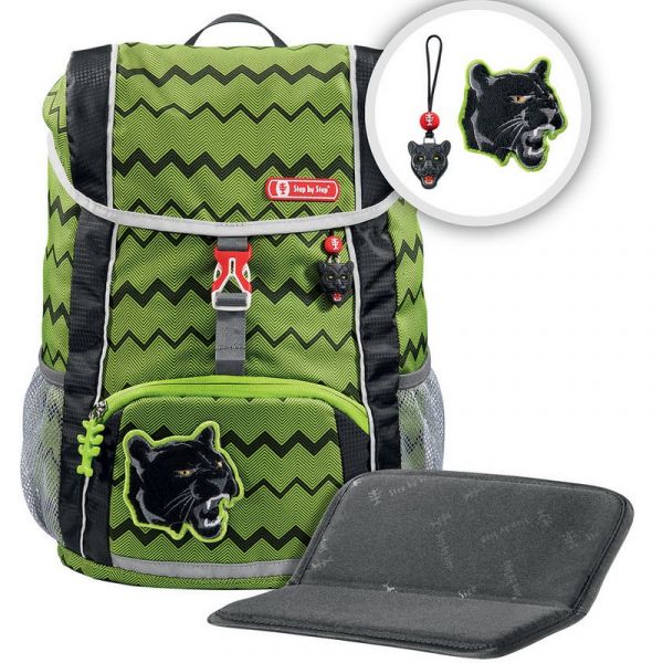 Ранец Step by step Kid Wild Cat 2 предмета зеленый, черный